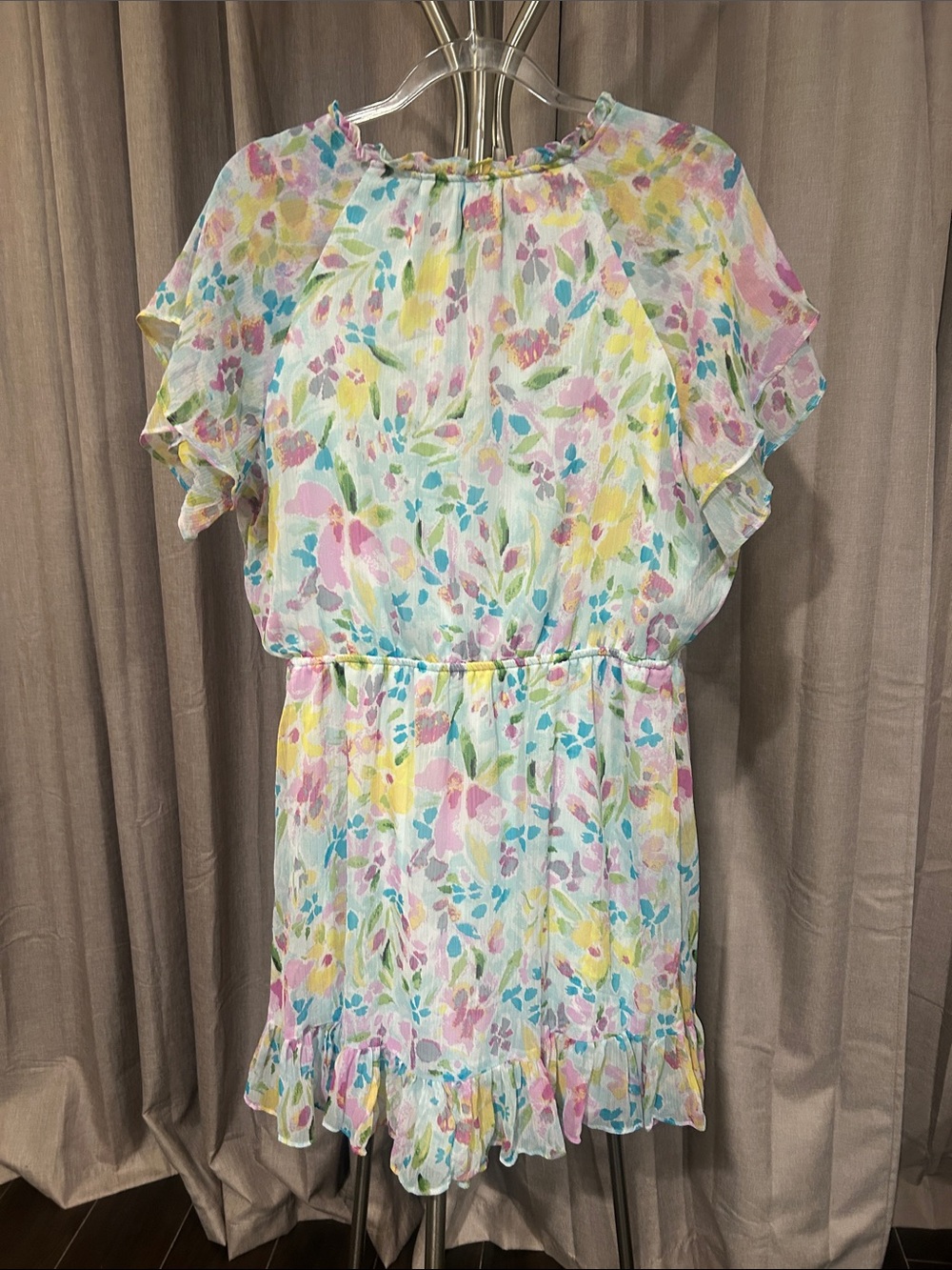 LC Lauren Conrad Pastel Floral Tie-Neck Ruffle Dress - Multicolor - Picture 5 of 6